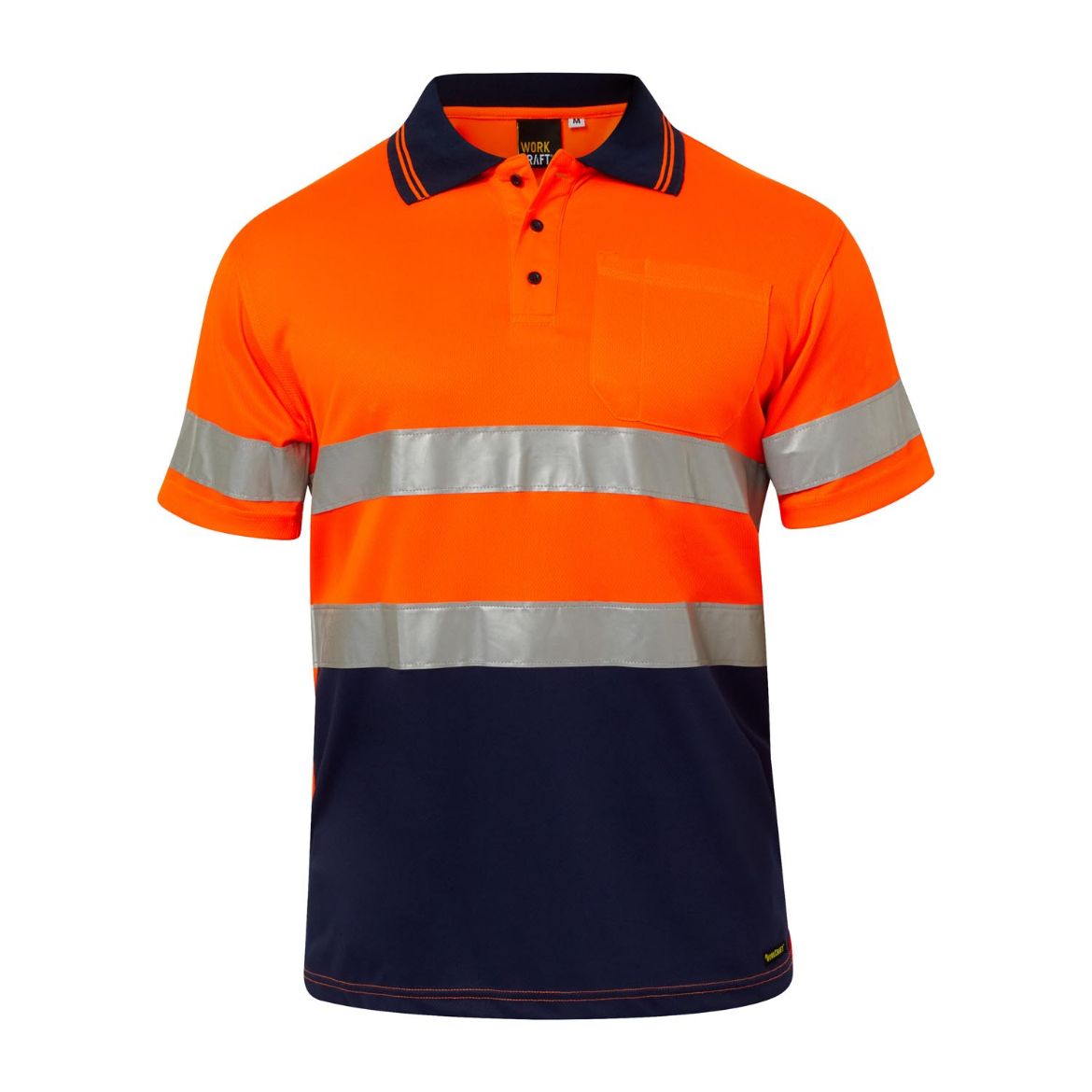 Picture of WorkCraft HI VIS SHORT SLEEVE MICROMESH REFLECTIVE POLO WITH POCKET